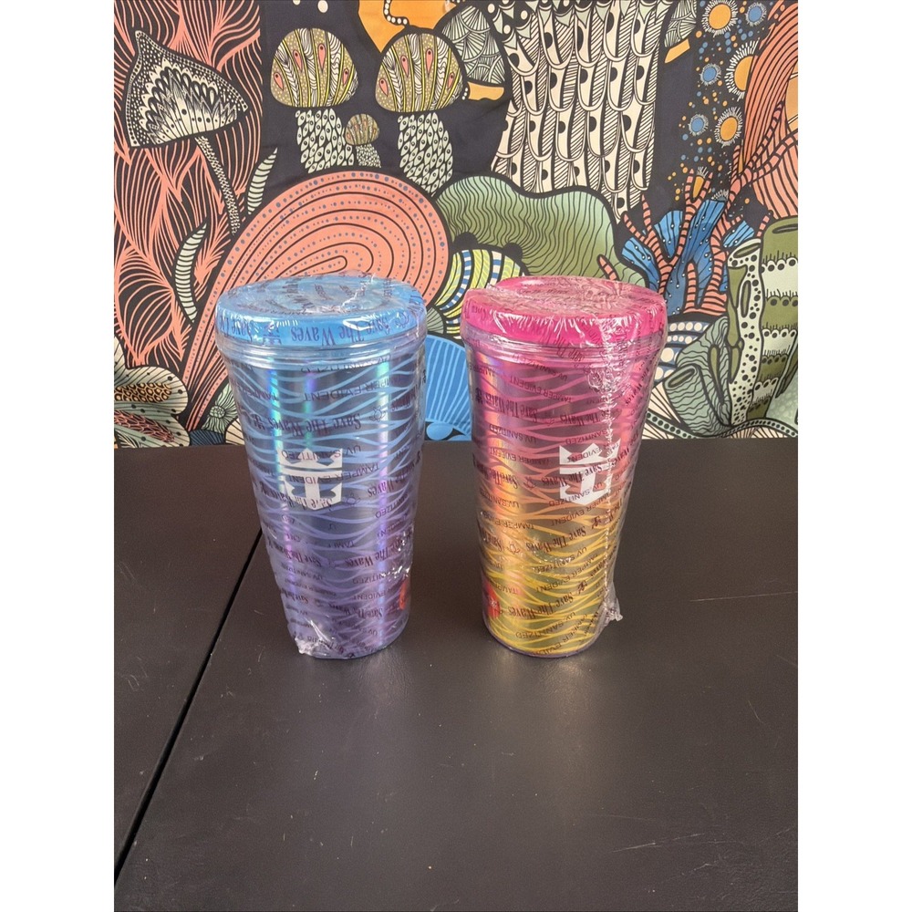 Set of 2 Royal Caribbean Drink Tumblers NEW-Sealed Pink/Blue/ Lot Of 2